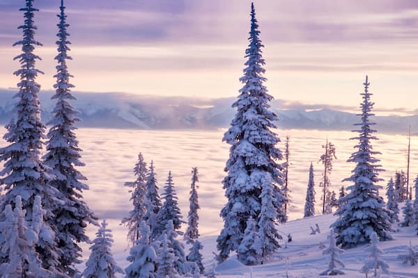 A view from above the clouds that have descended on Flathead Lake in Montana