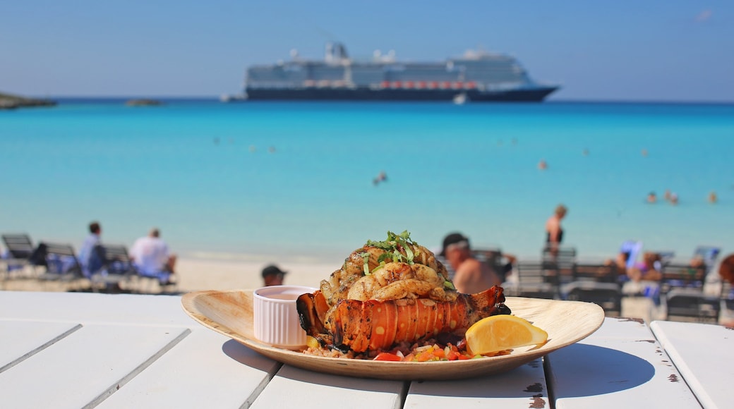 Little San Salvador Island which includes food and general coastal views