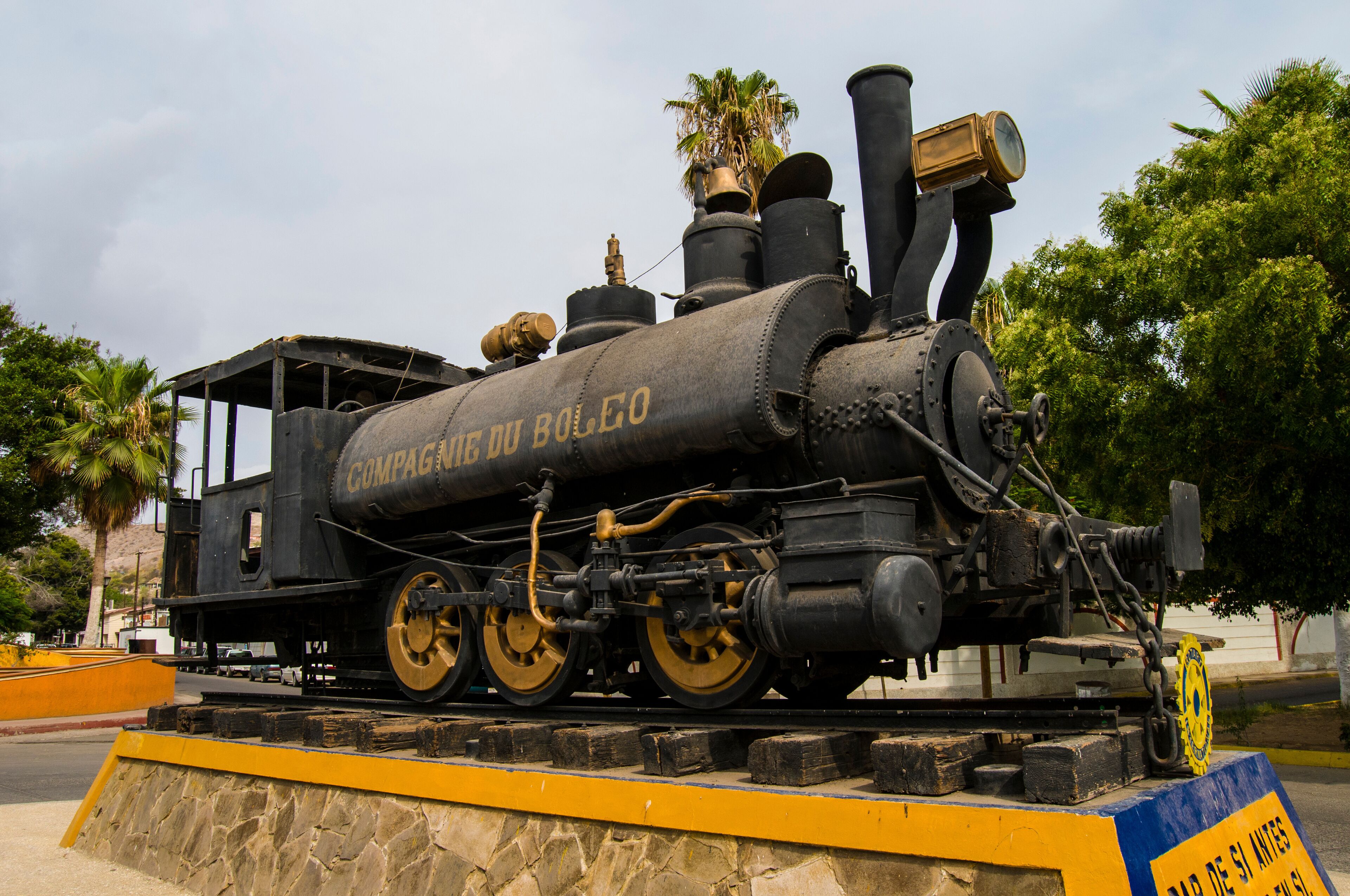 old railway used in mining now exposed on public roads in the town of Santa Rosalia Baja California Sur. Mexico