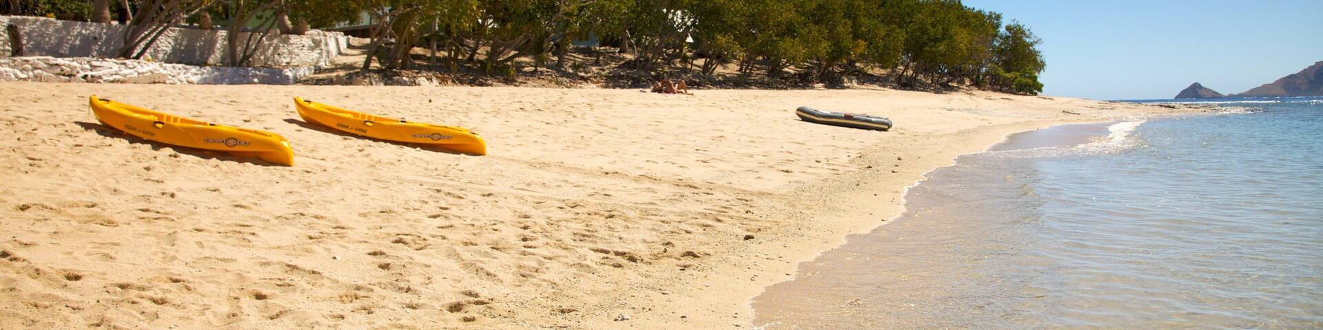 Fiji featuring tropical scenes, a sandy beach and landscape views