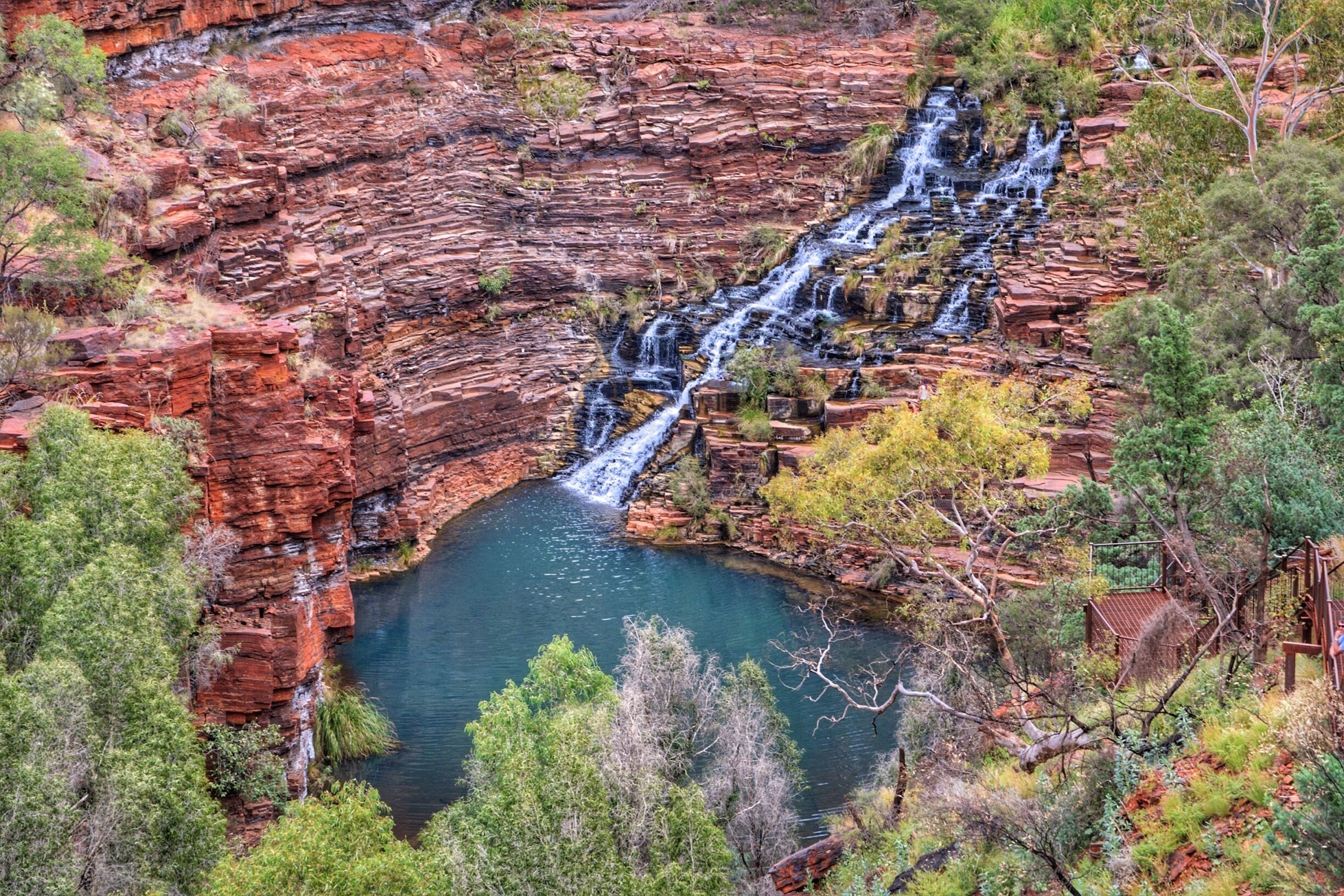 This is Fortescue Falls. It's a great place to cool off fo a swim when it's hot. The terraced rock is handy to sit down & take in the scenery too.