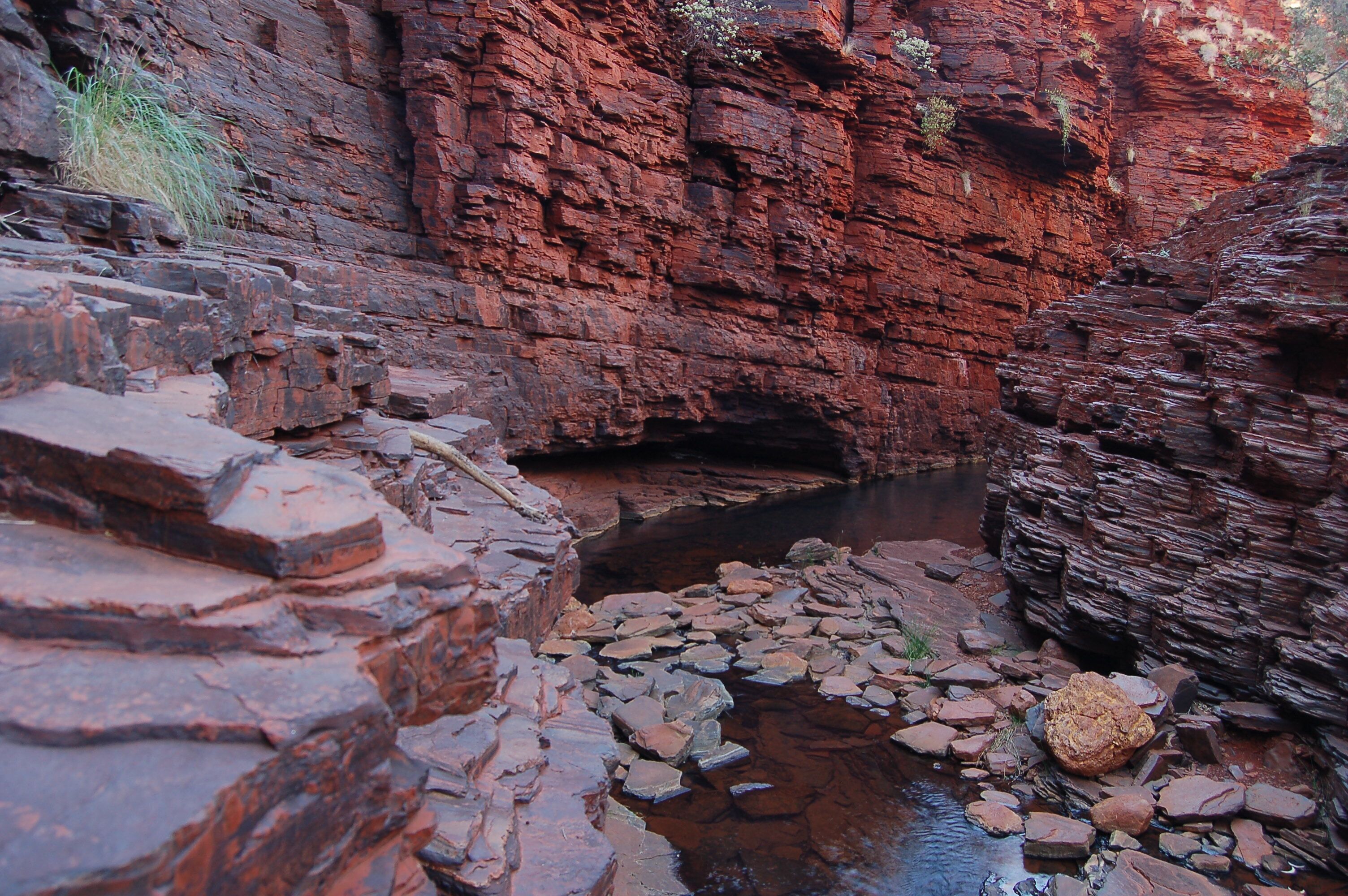 This was the first canyon I visited at Karijini N.P.  You have to climb down a ladder to get into it but it's simply amazing when you're down there.  The colours of the rocks is not exaggerated in any way.