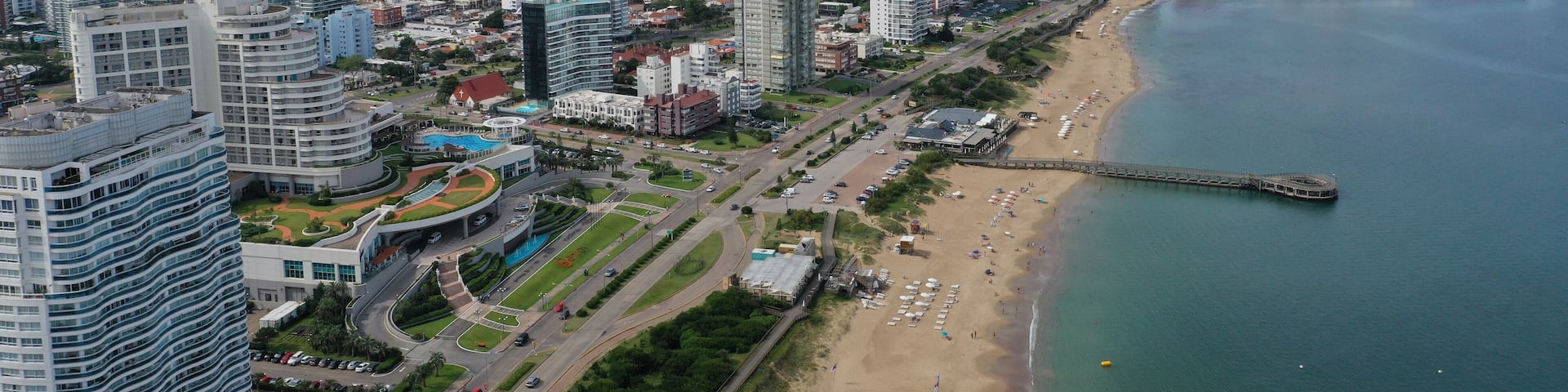 Wonderful panoramic view of Punta del Este main avenue and the seaside in Maldonado State, Uruguay