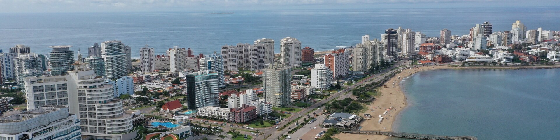 Wonderful panoramic view of Punta del Este main avenue and the seaside in Maldonado State, Uruguay