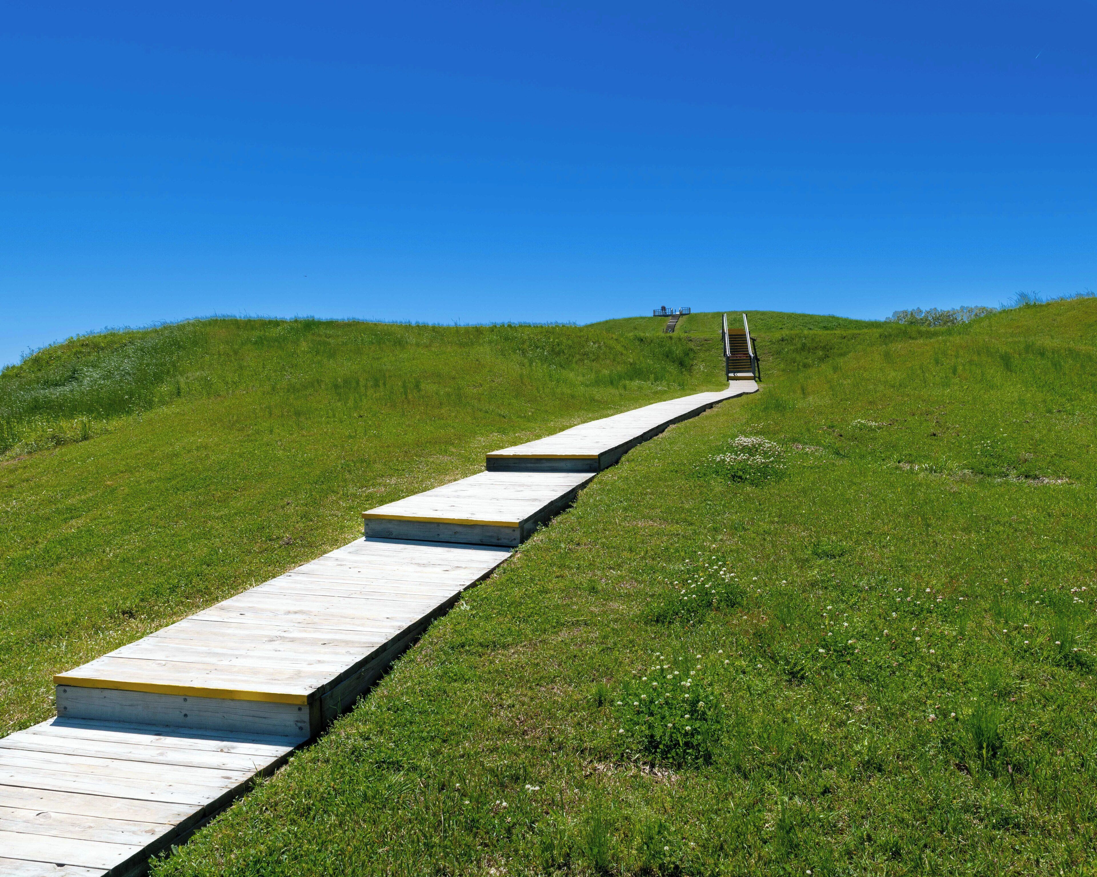 Monumental Earthworks at Poverty Point was inscribed into list of UNESCO World Heritage Sites in 2014.  It consists of 5 mounds and 6 concentric ridges created in 3700-3100 BC.  While it’s difficult to appreciate the entire site from the ground, the platform leading up to the largest mound gives visitors a good vantage point.