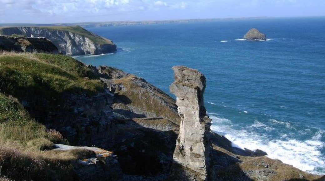 Cornish Coast Cliffs along the Cornish coast near Tintagel. The view is from one of the disused quarries north of Trebarwith Strand; the rock is Gull Rock, off Trebarwith Strand.