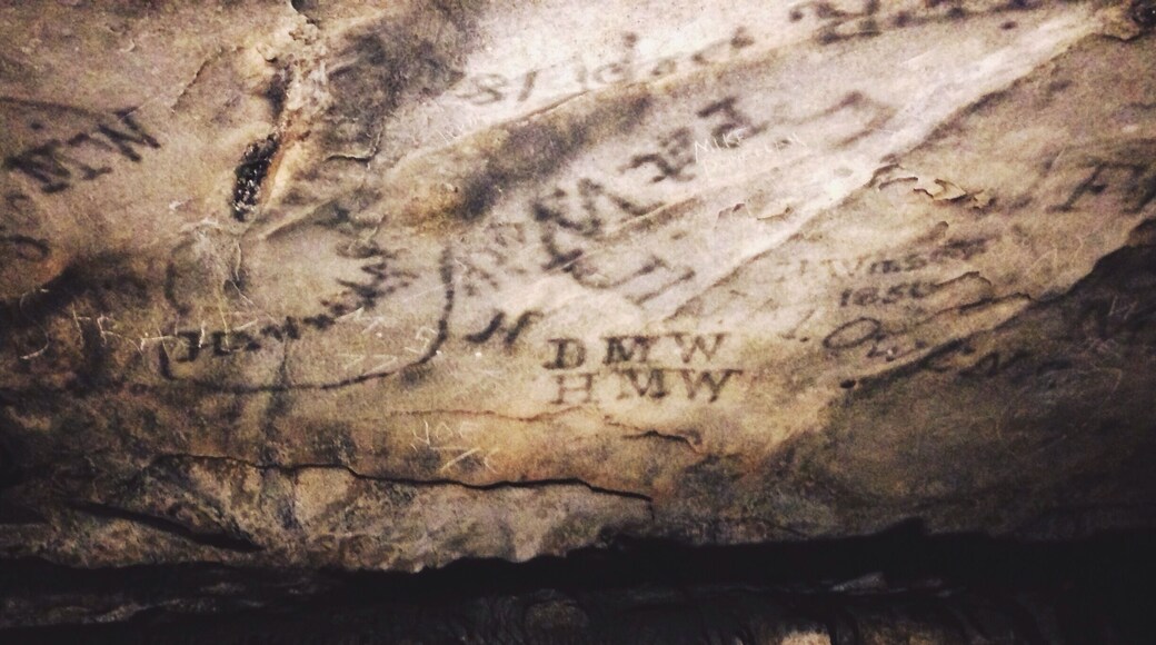Lantern soot writing from the 1800s on the Historic Tour of Mammoth Caves.