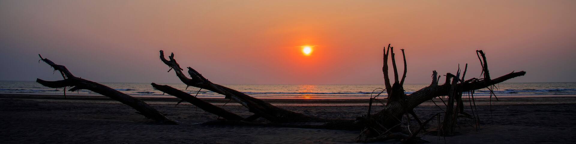 Seascape or Landscape during Sunset at Karde beach, Dapoli, Ratnagiri, Kokan, Maharashtra, India.
