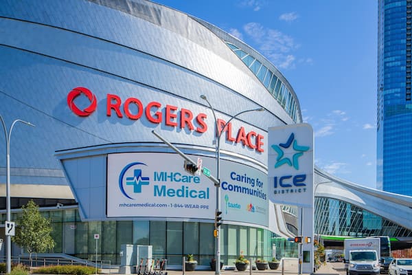Rogers Place featuring signage