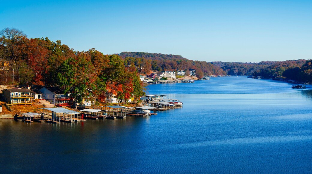 Sunrise over the Lake of the Ozarks in Rocky Mount Missouri, USA: A tranquil vibrant autumn landscape in the morning