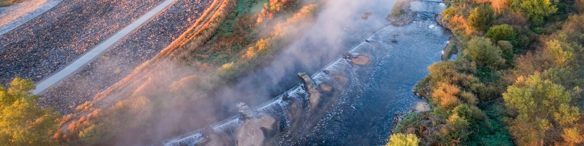 morning fog over a river in Colorado