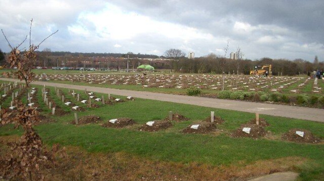 The largest Muslim cemetery in Europe. The Gardens of Peace, Elmbridge Road, Hainault, is the largest dedicated Muslim cemetery in Europe. The absence of headstones is notable, the graves consisting of earth mounds marked with small stone name plates.