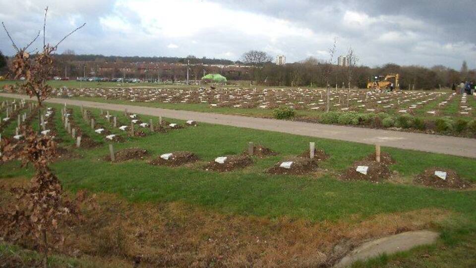 The largest Muslim cemetery in Europe. The Gardens of Peace, Elmbridge Road, Hainault, is the largest dedicated Muslim cemetery in Europe. The absence of headstones is notable, the graves consisting of earth mounds marked with small stone name plates.