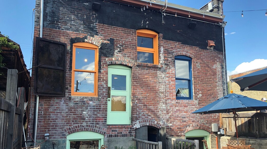 Base camp back patio, door to a long fall. Loved the colors.