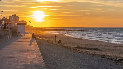 Langrune Sur Mer, France - 08 03 2020: Panoramic view of the sea from the beach at sunset