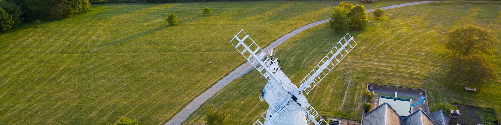 Historic old Windmill in Essex drone view