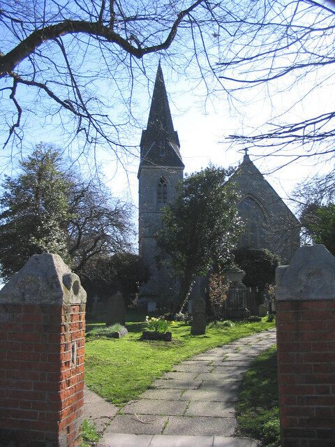 All Saints parish church, Cranham, East London (formerly Essex), seen from the west