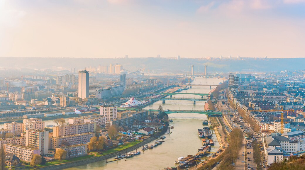 Panoramic aerial view of Rouen and Seine River.Normandy.France