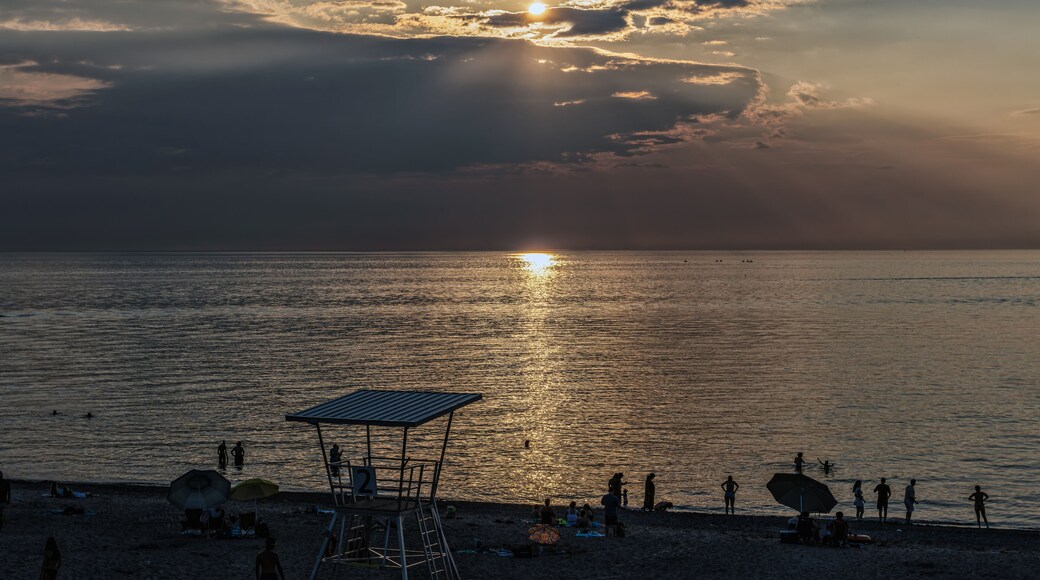 Grand Bend Beach sunset after a hot summer day, Lambton Shores, ON, Canada.