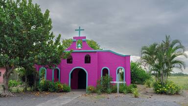 Small Christian chapel shown in Guarumal, Chiriqui, Panama.