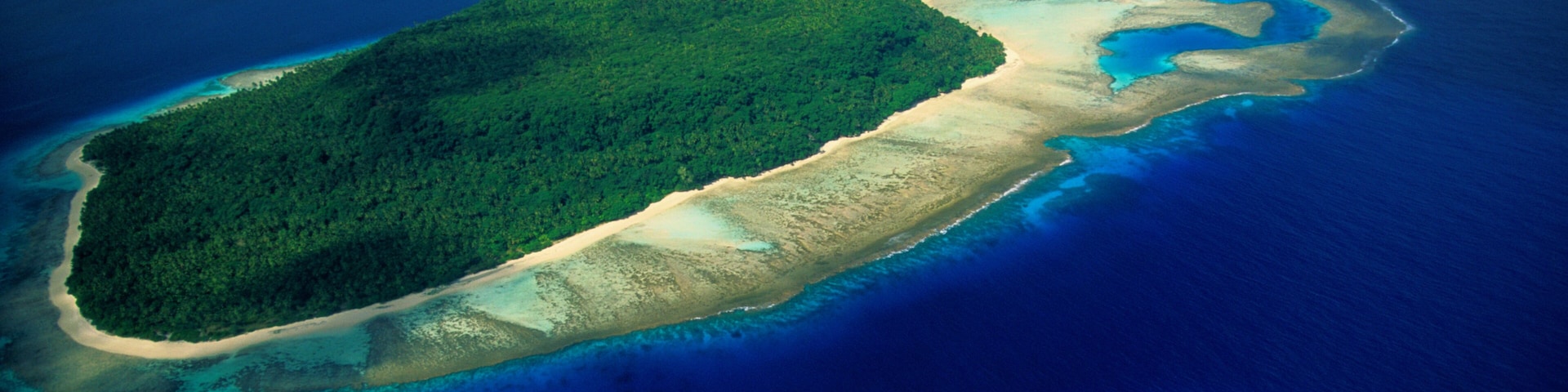 Aerial View of Reef Formations, South Pacific