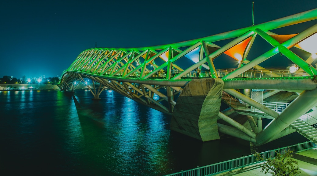 Atal Bridge is a pedestrian triangular truss bridge at Sabarmati Riverfront on Sabarmati River in Ahmedabad, Gujarat. Its design is inspired by kites and was inaugurated in 2022