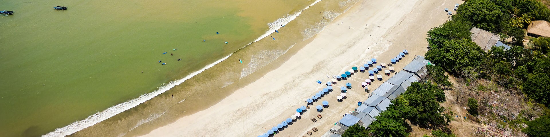 Aerial view of a spectacular tropical beach and ocean (Selong Belanak, Lombok)