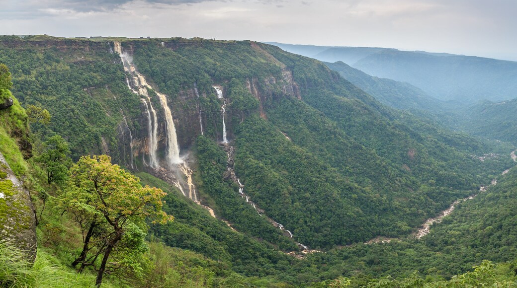 Cherrapunjee, Meghalaya, India. Иeautiful panorama of the Seven Sisters waterfalls near the town of Cherrapunjee in Meghalaya, North-East India.