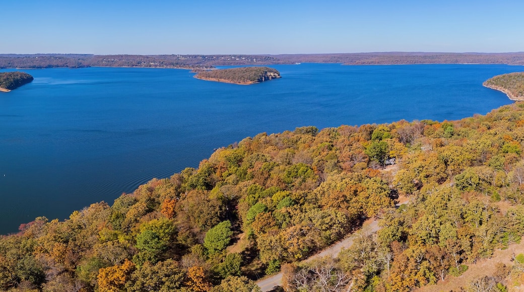 Aerial view of the nature autumn fall color of Tenkiller State Park
