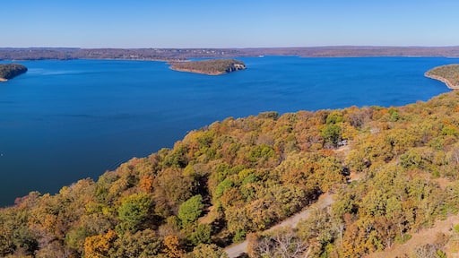 Aerial view of the nature autumn fall color of Tenkiller State Park