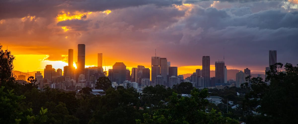 Camp Hill which includes a sunset, landscape views and a city