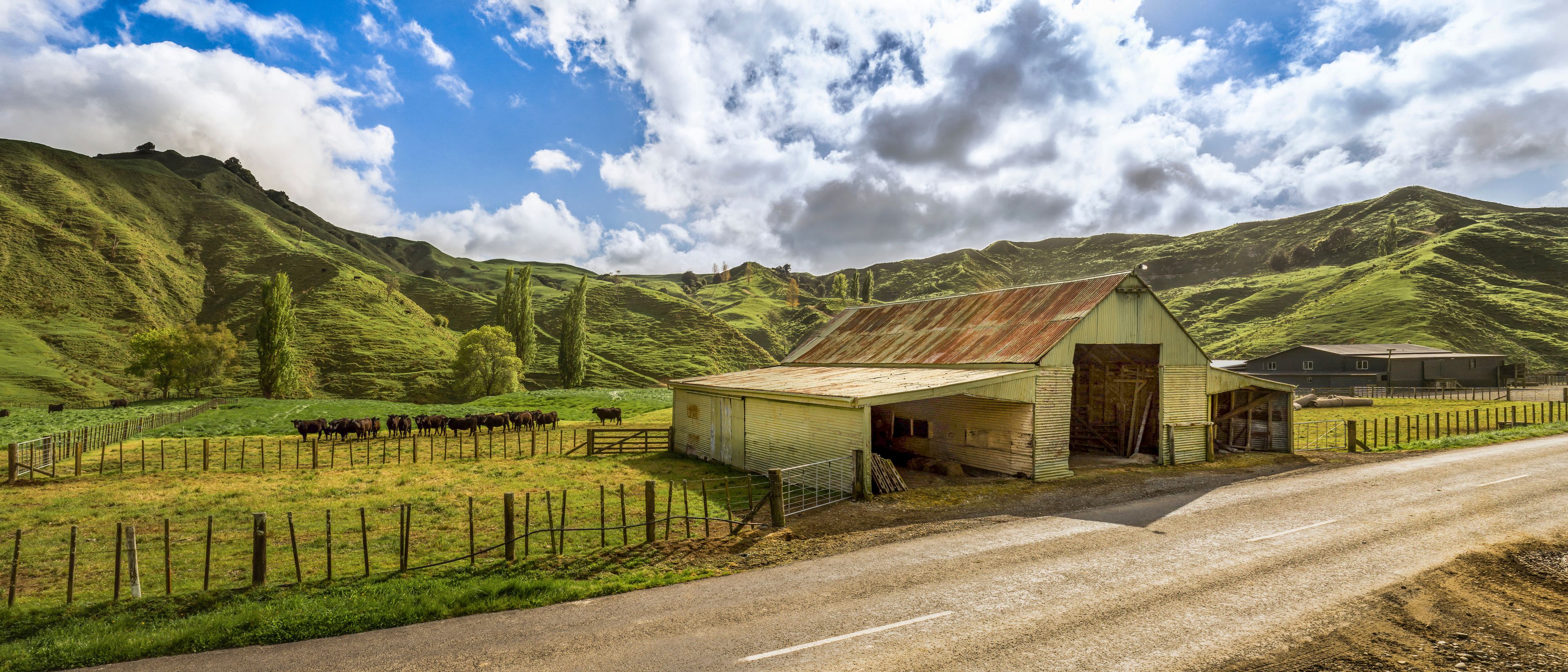 Farmers barn along Forgotten World Highway, King Country, New Zealand