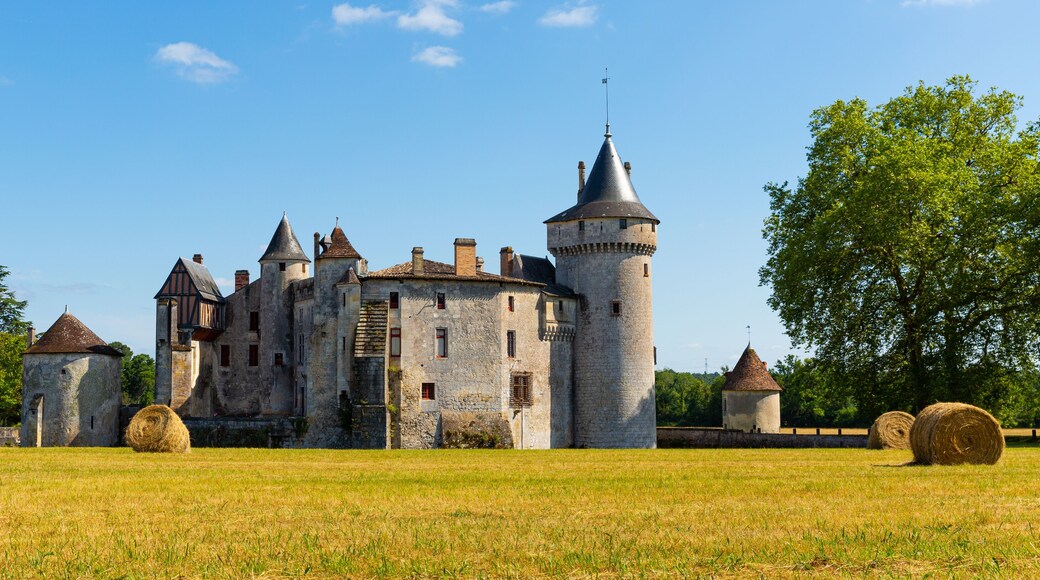 View of medieval castle Chateau de la Brede in Gironde. France