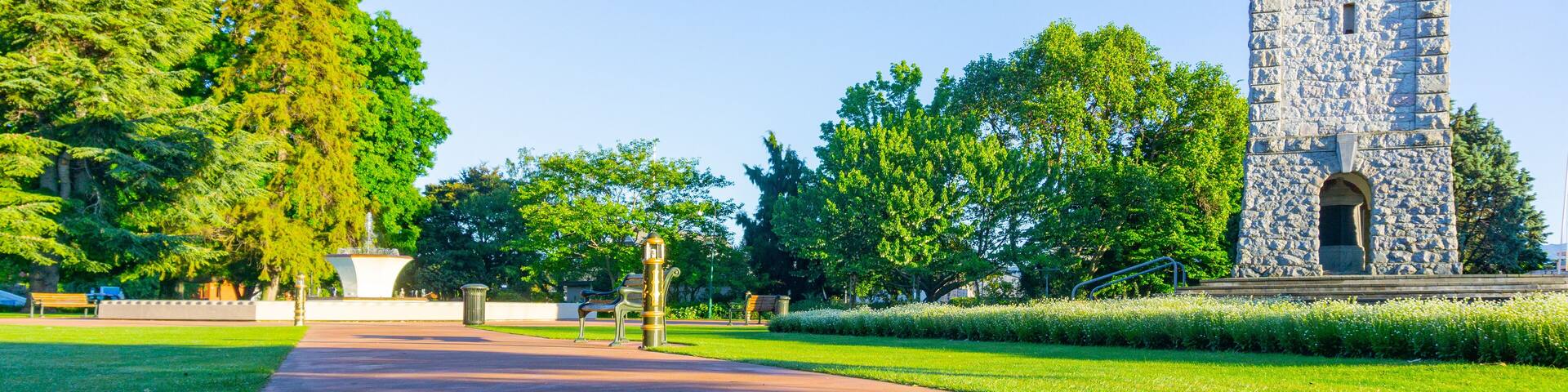 Seymour Park in the city morning shadows colors and lens flare