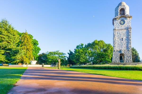 Seymour Park in the city morning shadows colors and lens flare