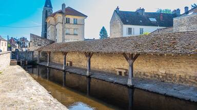 Milly-la-Foret, FRANCE - April 16, 2022: Street view of old village Milly-la-Foret in France