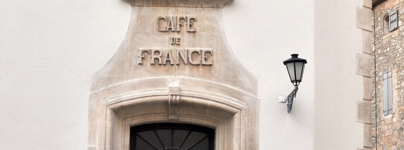 The ruined chateau atop this town once belonged to the Marquis de Sade, but is now owned by Pierre Cardin. We visited on a particularly spooky day, but the Cafe de France was a welcoming sight.
