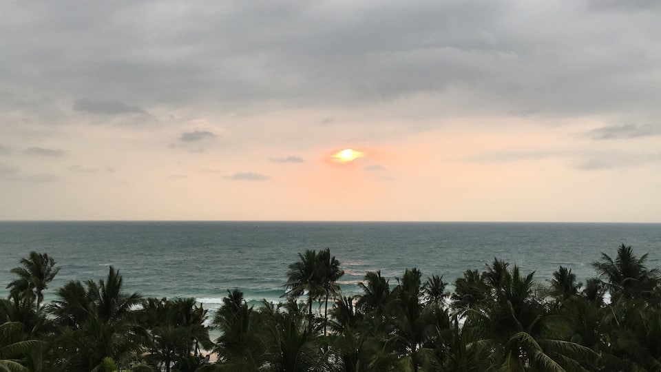 Sunrises over Emerald Bay are spectacular. The people here are gracious and very friendly and the food is fantastic (45•N fish sauce!).