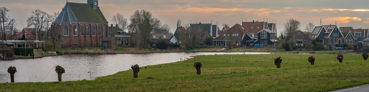 Panorama of West-Graftdijk, small dutch village in province North Holland