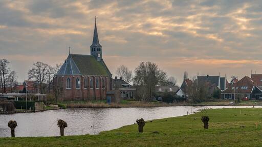 Panorama of West-Graftdijk, small dutch village in province North Holland