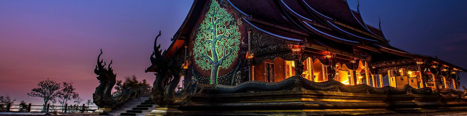 The bright Bodhi Tree at Wat Sirindhorn, Phibun Mangsahan, Ubon Ratchathani, Thailand