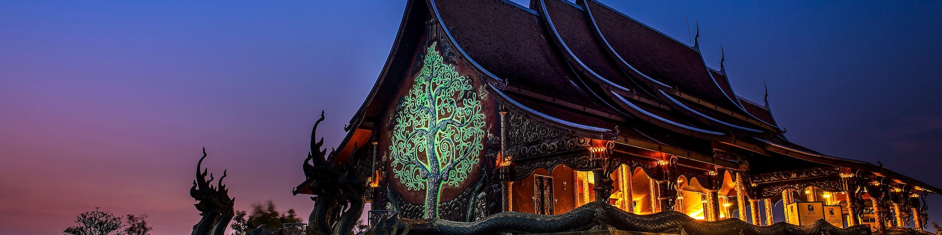 The bright Bodhi Tree at Wat Sirindhorn, Phibun Mangsahan, Ubon Ratchathani, Thailand