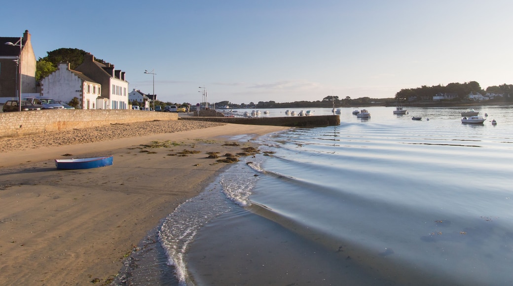 landscape of Brittany with a view of the Ria d'Etel in Plouhinec at the port of Magouër in Morbihan in France in the morning in summer