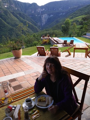 Best way to start your day!
   Gocta Andean Lodge is the best place to stay when you want to visit Gocta waterfall. It's located in small village of Cacachimba. Staying there you feel like you belong here, you are a part of nature around you. You are a part o local culture. Sitting on this terrace, drinking morning coffee your  only thought is: What a wonderful life!
