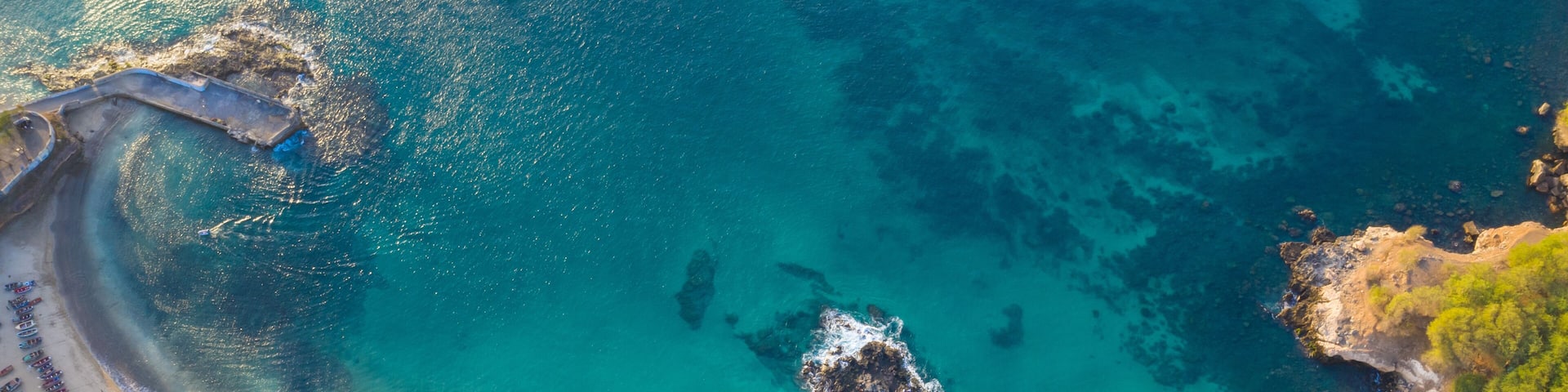Aerial view of Tarrafal beach in Santiago island in Cape Verde - Cabo Verde