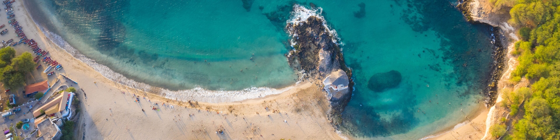 Aerial view of Tarrafal beach in Santiago island in Cape Verde - Cabo Verde