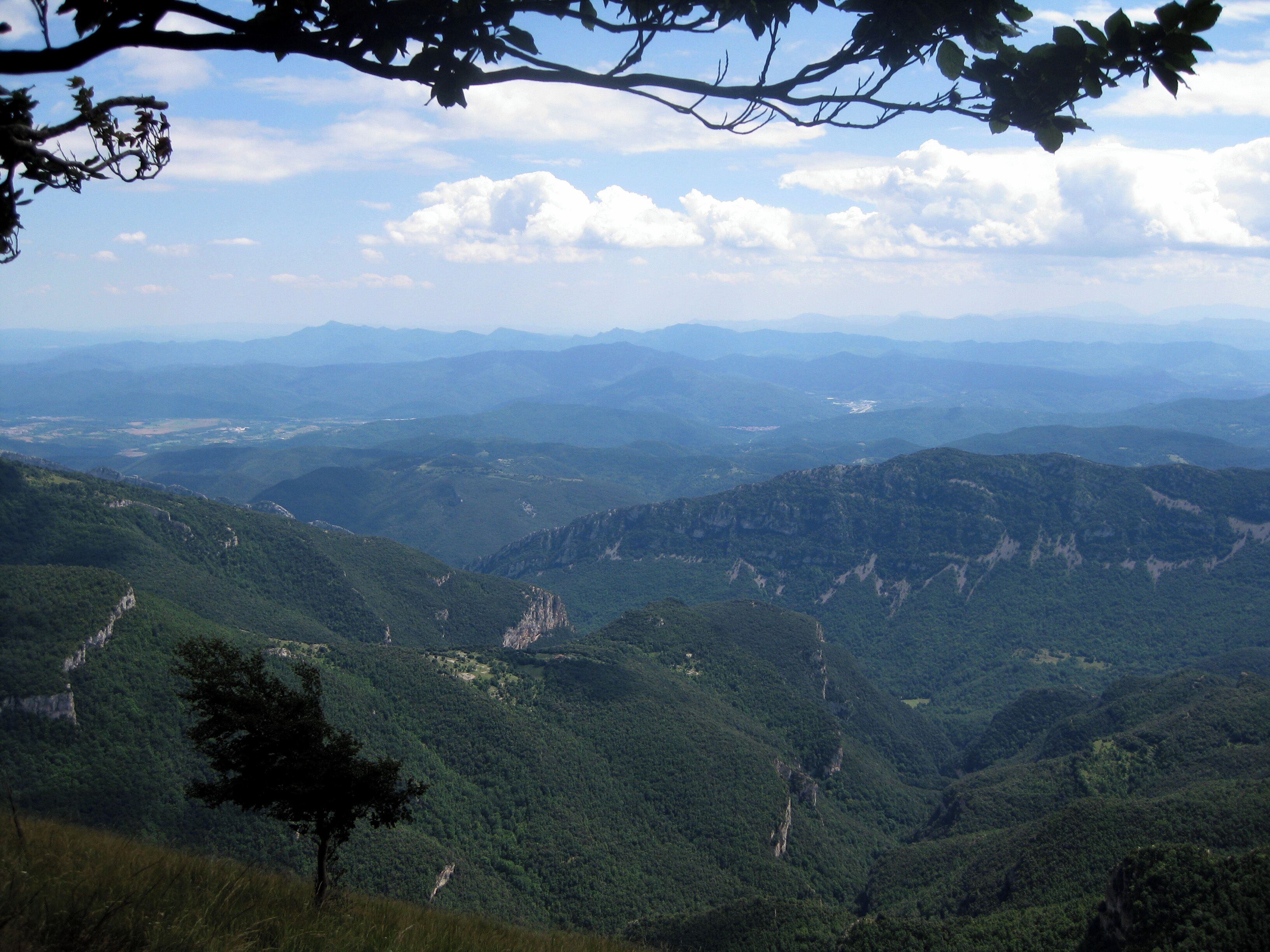 View of the Alta Garrotxa (Spain) from the Coma Negra and the southernmost place in France.