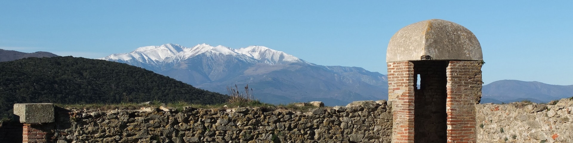 Bartizan of Fort de Bellegarde, near Le Perthus, France, the Canigou in the background.