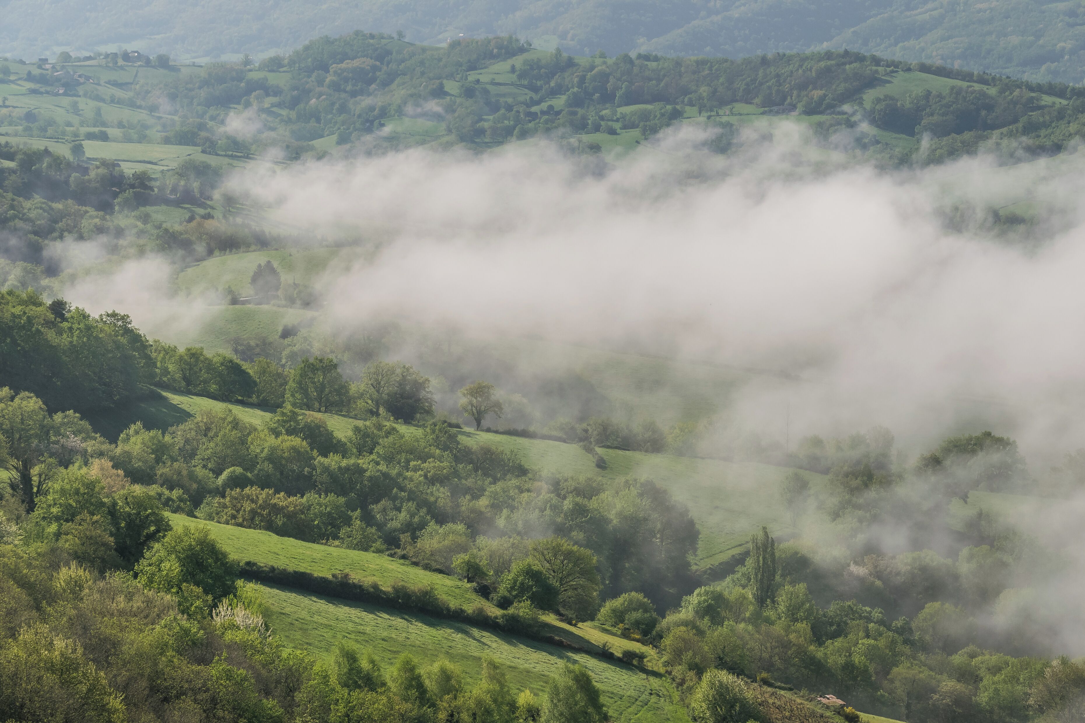 Valley of Duzou River near Saint-Cyprien-sur-Dourdou, Aveyron, France