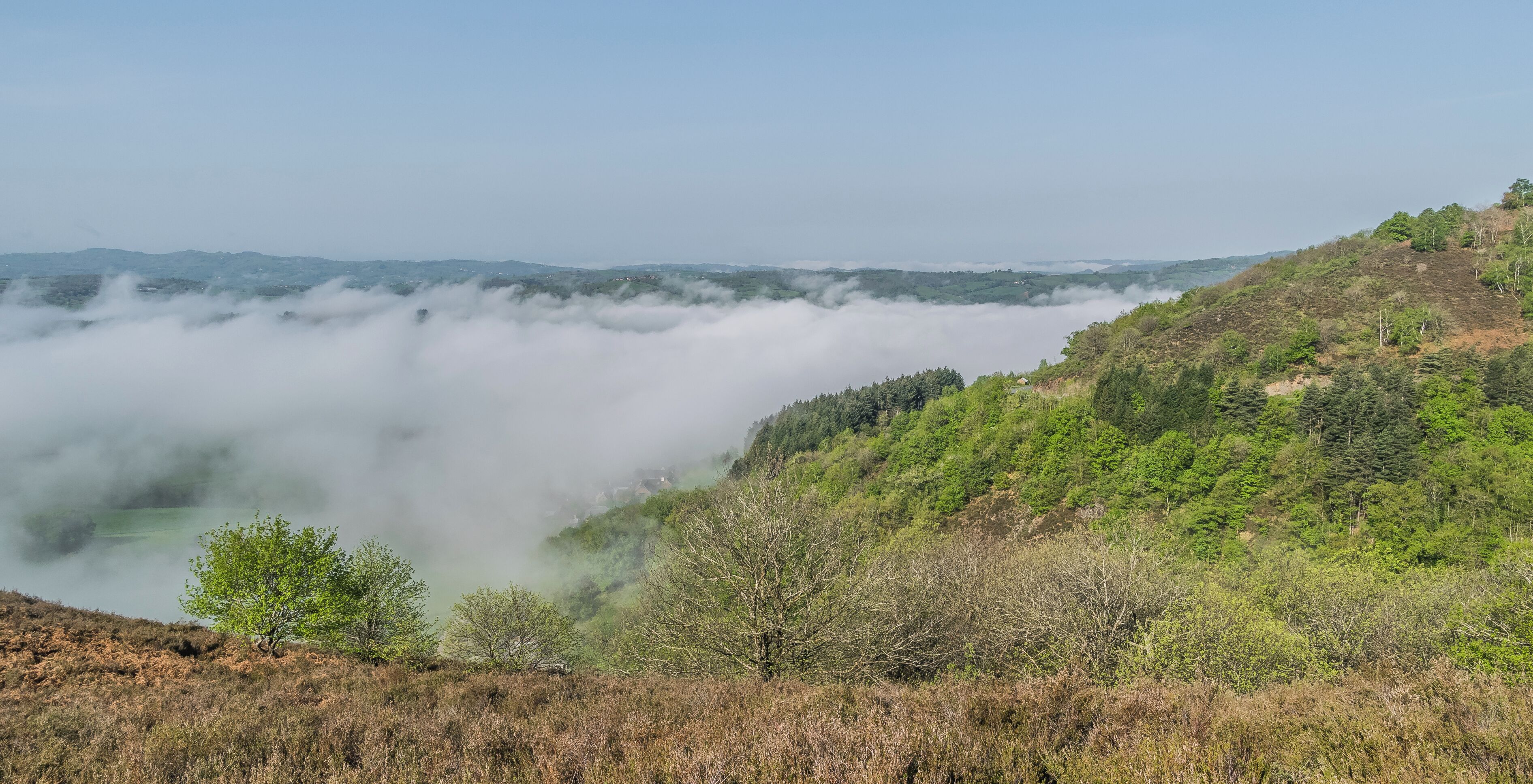 Valley of Duzou River near Saint-Cyprien-sur-Dourdou, Aveyron, France